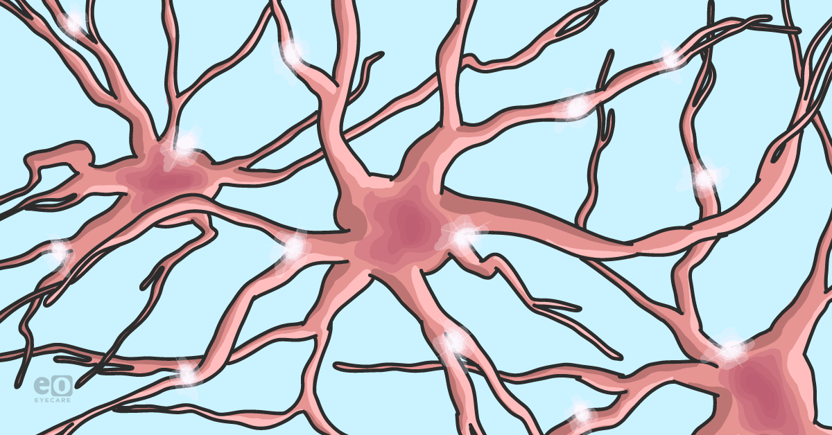 Closeup of retinal ganglion cells (RGCs) to represent advancements in neuroprotective therapies for glaucoma management.
