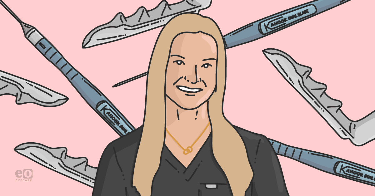 Image of an ophthalmologist standing in front of microinvasive glaucoma surgery (MIGS) devices to represent interventional glaucoma treatments.