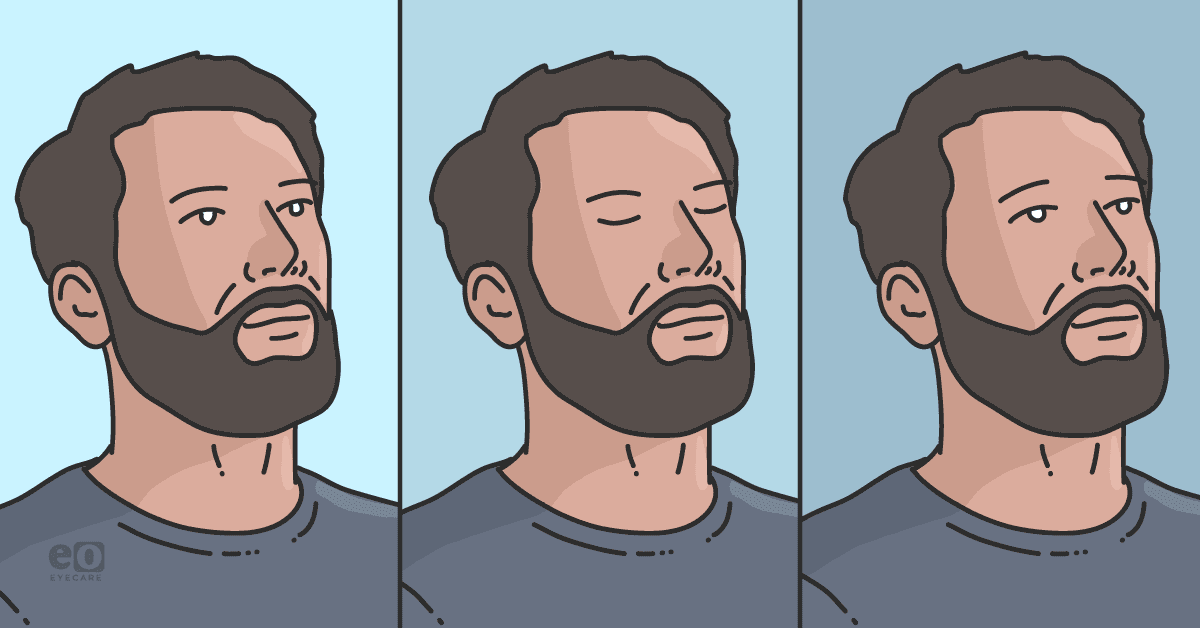 Three images in sequence of someone blinking and how it impacts visual function.