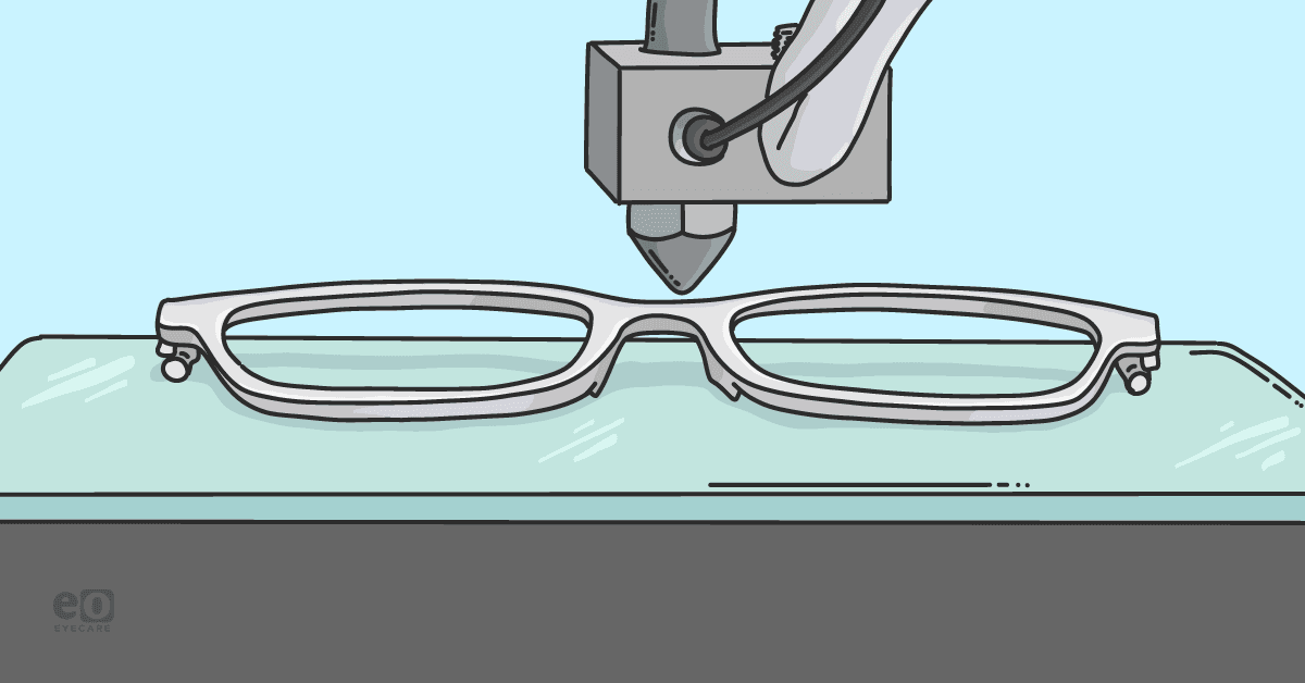 Image of glasses being 3D printed.