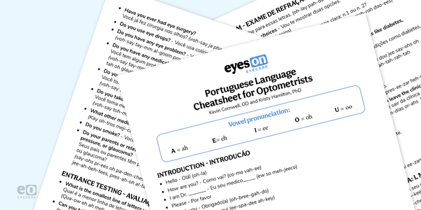 Downloadable Portuguese Language Cheatsheet for Optometrists