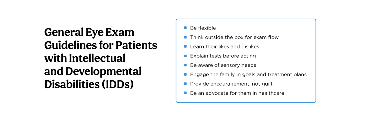 General Eye Exam Guidelines for Patients with IDDs